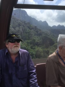 Greg and Bill in the Langkawi SkyCab (Cable Car) to the peak of Gunung Machinchang, Malaysia